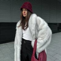 F13 Women's Faux Fur Coat Fluffy Faux Fur Jacket Long Sleeve Lapel Furry Winter Jackets Shaggy Parka Short Coat - Thumbnail 2