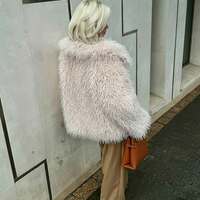 F14 Women's Faux Fur Coat Fluffy Faux Fur Jacket Long Sleeve Lapel Furry Winter Jackets Shaggy Parka Short Coat - Thumbnail 1