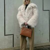 F14 Women's Faux Fur Coat Fluffy Faux Fur Jacket Long Sleeve Lapel Furry Winter Jackets Shaggy Parka Short Coat - Thumbnail 2