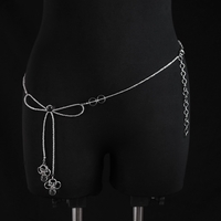 Simpe beaded bow waist chain / body chain with tear drop charms - Thumbnail 2