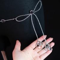 Simpe beaded bow waist chain / body chain with tear drop charms - Thumbnail 3