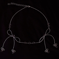 Simpe beaded bow waist chain / body chain with tear drop charms - Thumbnail 4