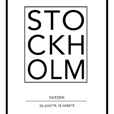 Stockholme, sweden text art print 