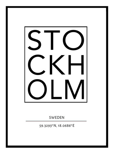 Stockholme, Sweden Text Art Print 