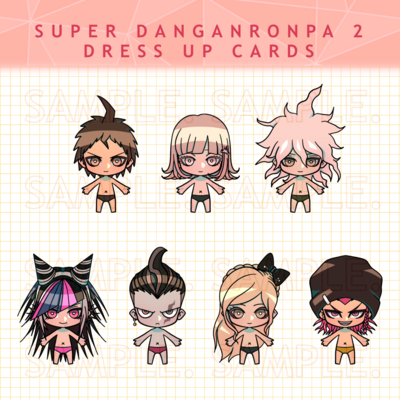 Super danganronpa 2 dress up cards