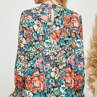 Floral Top with Bell Sleeves - Thumbnail 2