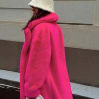 F17 Women's Faux Fur Coat Fluffy Faux Fur Jacket Long Sleeve Lapel Furry Winter Jackets Shaggy Parka Short Coat - Thumbnail 3