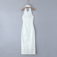 Halter neck lapel single breasted pleated maxi dress - Thumbnail 3