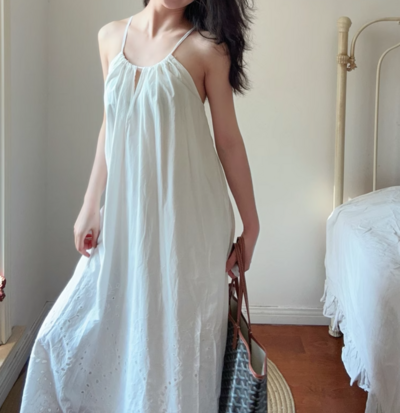 Sexy holiday style hollow backless suspender dress