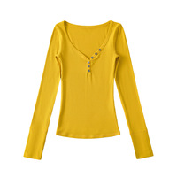 Sexy small shoulder V-neck bottoming shirt top - Thumbnail 7