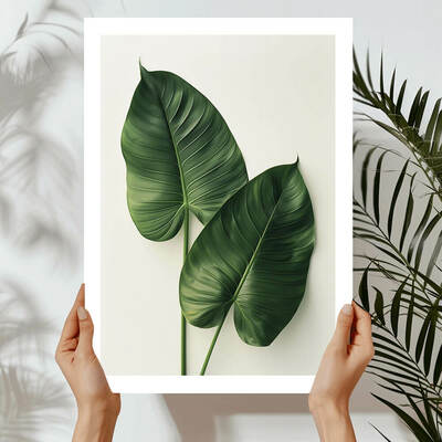 Double palm leaves art print