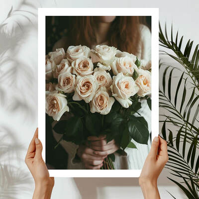 Blush pink roses art print