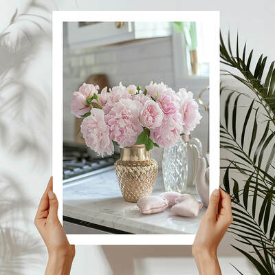 Peony vase art print