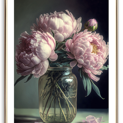 Peony flower vase art print