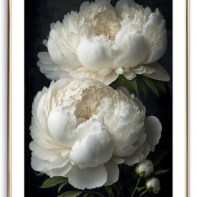 White peony flower art print