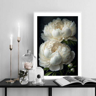 White peony flower art print