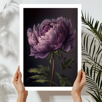 Purple peony flower art print