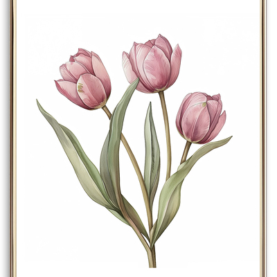 Watercolour tulips art print