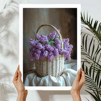 Lilac Flower Basket Art Print - Thumbnail 1