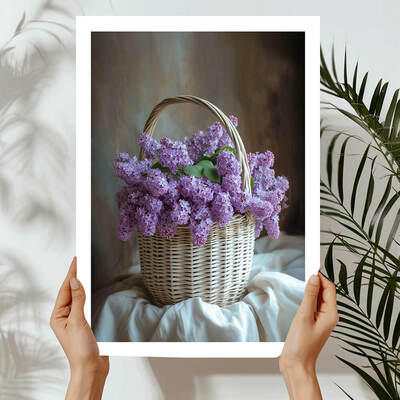 Lilac flower basket art print