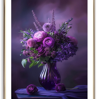 Deep purple flowers art print