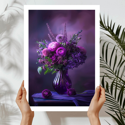 Deep purple flowers art print