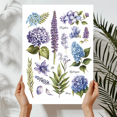 Garden flowers art print (b)