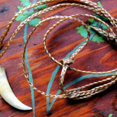 Possum fang necklace - real american opossum tooth on hand-braided adjustable cord in black, natural, or red-brown