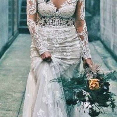 Plus size sleeves wedding dress bridal dress wedding gown