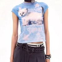 "I HAVE NOTHING TO WEAR" WHITE KITTEN BABY TEE - Thumbnail 1