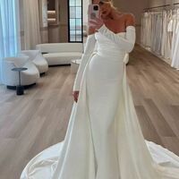 Sexy A-line Satin Wedding Dress Bridal Dress Wedding Gown - Thumbnail 1