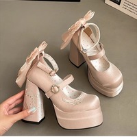 Retro Floral Embroidered High Heels With Bowknow - Thumbnail 7