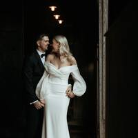 Sexy Mermaid Long Sleeves Satin Wedding Dress Bridal Dress Wedding Gown - Thumbnail 1