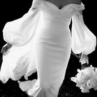 Sexy Mermaid Long Sleeves Satin Wedding Dress Bridal Dress Wedding Gown - Thumbnail 2