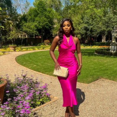 Elegant halter fuchsia tea length party dresses