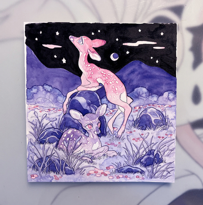 Watercolour original lavendarpink charity painting