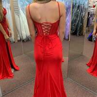 Red Prom Dresses Long with Slit Elegant Tight Formal Graduation Dress - Thumbnail 1