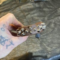 Colored Leather 2-1-2 short British studs Wristband - Thumbnail 5