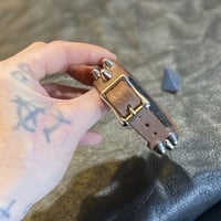 Colored Leather 2-1-2 short British studs Wristband - Thumbnail 8