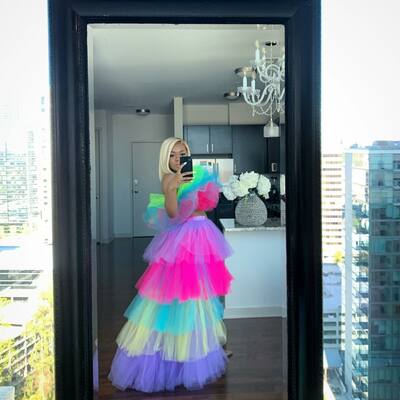 Colorful birthday photoshoot dress, tutu/ tulle dress, prom gowns,prom dresses z102 - Thumbnail 2
