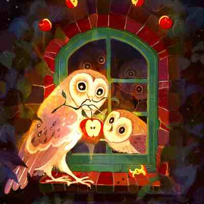 Mansion of apple moon print