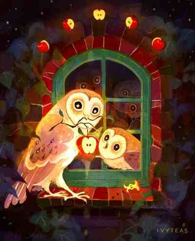 mansion of apple moon print