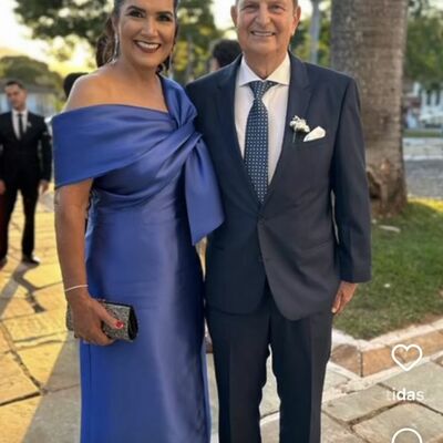 Elegant sheath off the shoulder blue mother of the bride/groom dress evening formal prom dress - Thumbnail 1