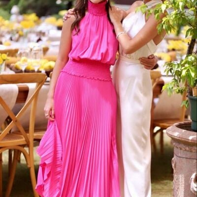 Elegant hot pink fuchsia mother of the bride/groom dress evening formal prom dress - Thumbnail 4