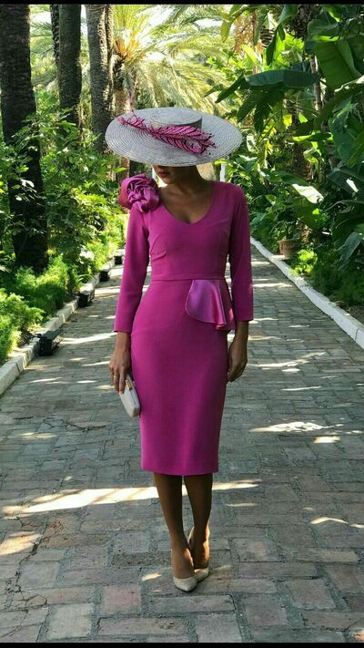 Elegant Sheath Hot Pink Fuchsia Tea-length Mother of the Bride/Groom Dress Evening Formal Prom Dress