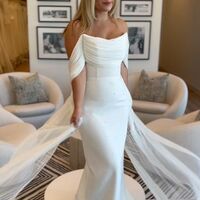 Sheath Off the Shoulder Wedding Dress Bridal Dress Bridal Gown - Thumbnail 1