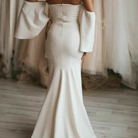 Sheath Satin Long Wedding Dress Bridal Dress Bridal Gown - Thumbnail 1