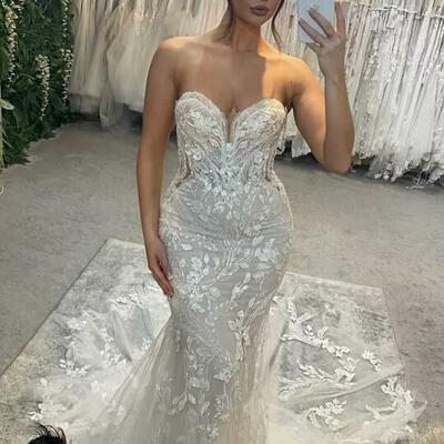 Luxury appliques tulle long wedding dress bridal dress bridal gown