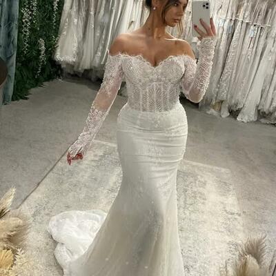 Luxury appliques lace long wedding dress bridal dress bridal gown