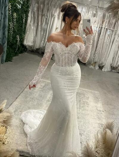 Luxury Appliques Lace Long Wedding Dress Bridal Dress Bridal Gown